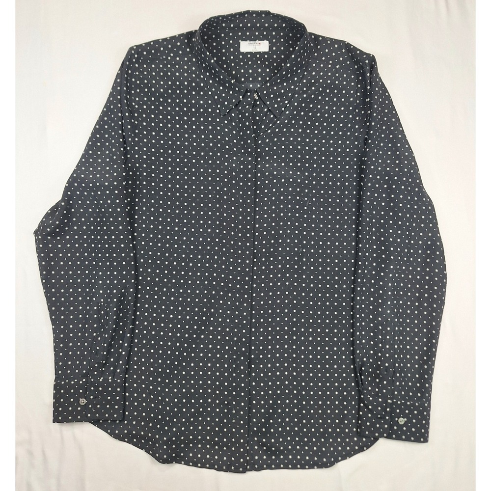 UNTUCKit‎ Lola Women 14 Silk Button Down Black Star Celestial Print shirt